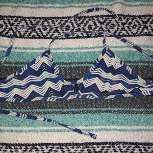 Blue patterned Jolyn tieback top